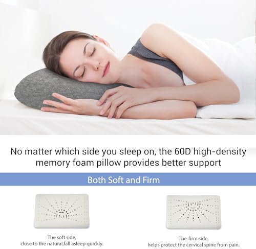 Travel & Camping Memory Foam Pillow, Travel Essentials, Hammock Pillows with Double-Layered Pillow Cover, Easy to Clean, Compact Travel Pillows for Sleeping (Grey) - Image 2
