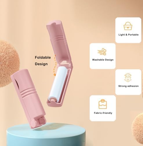 Mini Reusable Lint Roller for Travel, 6 Pack Washable Foldable Lint Remover with Sticky Gel, Portable, Compact and Easy to Clean for Clothes and Luggage Use (Pink) - Image 6
