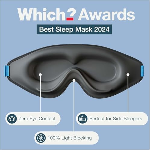 MyHalos® Sleep Mask – 3D Blackout Eye Mask for Women & Men, Side Sleepers, Zero Pressure Memory Foam Eyelash Friendly, Breathable,Award-Winning Sleep Aid for Travel (Black, 1 Count (Pack of 1)) - Image 5
