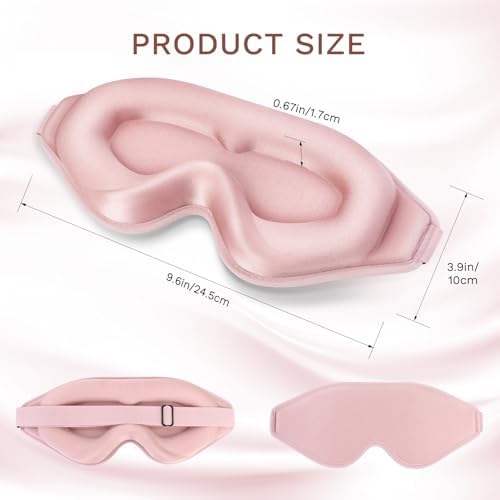 FlyCoco 99% Fully Block Out Light Eye Sleep Mask, 3D Deep Contoured Eyes Cover Zero Pressure, Long Lash Extension Eyes Mask with Adjustable Straps for Sleeping Travel Home Nap Rest Women Men (Pink) - Image 2