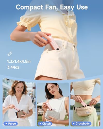 SWEETFULL Portable Handheld Mini Fan with LED Display, 3-in-1 Personal Foldable USB Rechargeable Hand Held Fan & Flashlight for Travel, Lash Eyelash, Cute Small Pocket for Women, Girls - Image 4