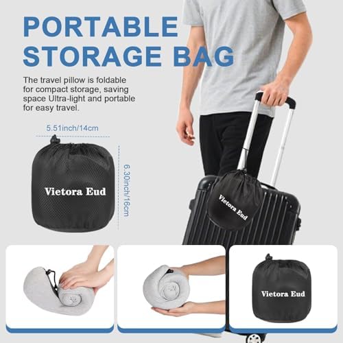 Travel Neck Pillow with 100% Light-Blocking Hood – Ergonomic Memory Foam Support Pillow for Airplane, Long Flights, Road Trips, Office and Car, Full Head and Neck Support with Skin-Friendly Cover - Image 8