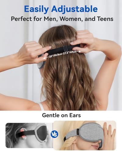 Weighted Eye Mask for Sleeping - Blackout Sleep Mask for Women Men, FACEMOON Lash Extension Eye Covers, Memory Foam, 3D Contoured, Airplane Travel Essentials, Blindfold for Meditation(Gray) - Image 5