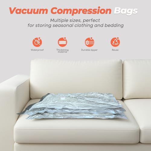 Vacuum Seal Bags for Clothing with Rechargeable Cordless Pump, 18 Pack Vacuum Storage Space Saver Bags, Compression Packing for Clothes Bedding Blanket Pillows Comforters Luggage Travel - Image 9