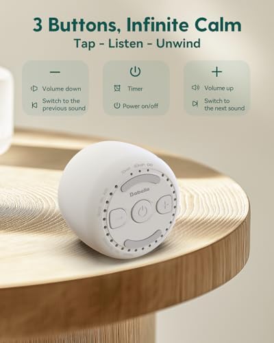 Babelio White Noise Sound Machine for Adults Kids Baby, Mini, 15 Non-looping Sounds, Timer, Memory Function, Easy to Pocket and Travel White - Image 5