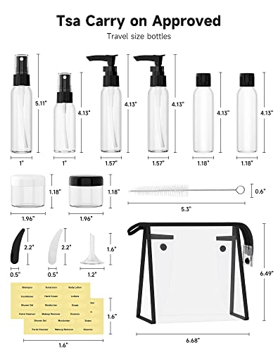 Morfone Travel Bottles Kits -TSA Approved Travelling Size Containers for Toiletries Leak Proof Refillable Liquid Travel Essentials with Toiletry Bag for Cosmetic Shampoo Conditioner Lotion - Image 6