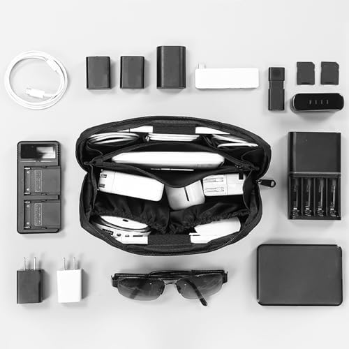 RIGHT AWAY Travel Tech Pouch，Waterproof Cord Case，Electronics Organizer Travel Case，Cable Organizer Storage Bag For Phone, Charger, Accessories(BLACK) - Image 3