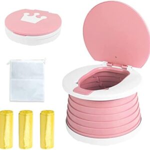 Travel Potty for Toddler, Portable and Foldable Toilet, Apply to Seat Emergency Toilet for Car, Camping, Outdoor, Indoor (pink, small)