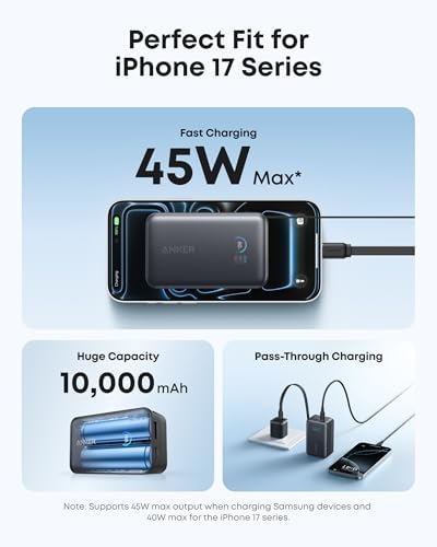 Anker Nano Portable Charger, 45W 10000mAh with 2.3 ft Retractable Cable, Compact Power Bank, Travel Essential Phone Battery Pack for iPhone 17/16 Series, iPad, Galaxy, Pixel, and More - Image 3