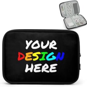 Custom Electronics Travel Organizer Case with Image & Text, Personalized Tech Accessories Cable Storage Bag for Cords, Charger, Phone, Hard Drive