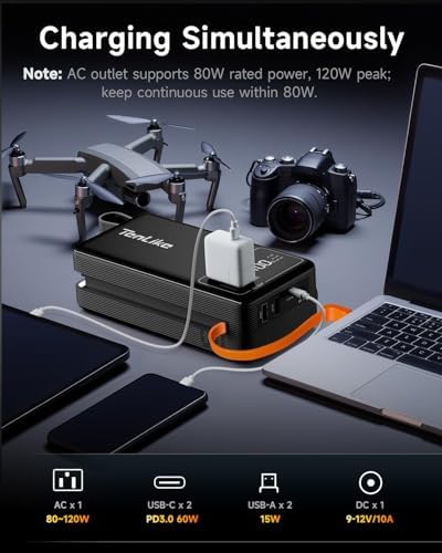 Portable Power Station with AC Outlet Power Bank for Camping Essentials Small Electric Mini Generator Large Lithium Battery Plug in Output 60W Type-C Laptop Home Backup Outdoor Emergency 99.9Wh, Black - Image 2