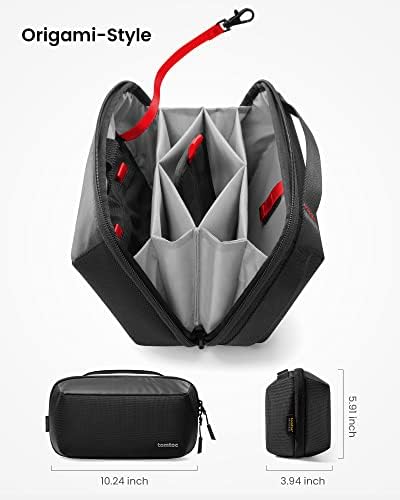 tomtoc Electronic Organizer Accessory Pouch for MacBook Charger, Cables, Power Bank, Hard Drive, Cords, Water-resistant Storage Bag with Removable Card Slots for USB Adapter, Memory Card, Black - Image 8