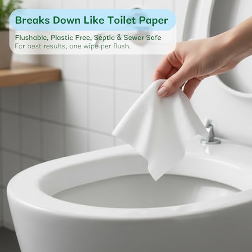 Flushable Wipes Travel Size, 99% Water Mini Wet Wipes for Sensitive Skin, Hypoallergenic & Unscented On The Go Pocket Wipes, 48 Count (8 Packs of 6) - Image 3