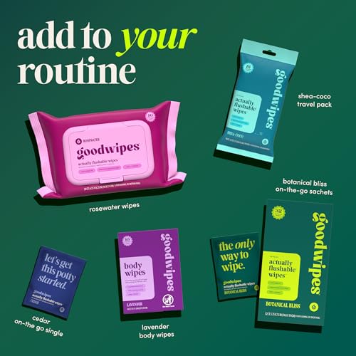 goodwipes Flushable Wipes - Individually Wrapped Butt Wipe for On-the-Go Adults - Portable Mini Wipes - Travel Essentials - Sewer & Septic Safe - Rosewater, 32 Count (1 Pack) - Image 8
