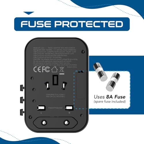 Ceptics Universal Travel Adapter, 45W International Power Adapter with PD & QC 3.0 Dual USB-C, 3 USB Travel Adapter Worldwide, Type I C G A Outlets 110V 220V A/C - EU Euro US UK (11-KU) - Image 9