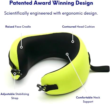 C CUSHION LAB Travel Pillow, Award-Winning Patented Ergonomic Design for Chin & Neck Support Memory Foam Neck Pillow, Compact Airplane Pillow for Traveling, Flight, Car (Spark, Medium) - Image 3