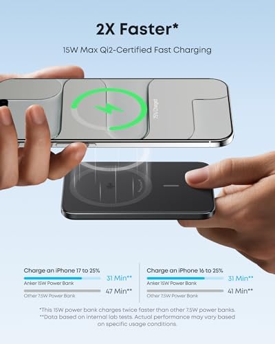 Anker Nano MagSafe Power Bank, Ultra-Slim 5,000mAh Magnetic Wireless Charging Battery, Qi2 Certified 15W Max MagSafe-Compatible Portable Charger, Ergonomic Design, for iPhone Air/17/16 Series - Image 4