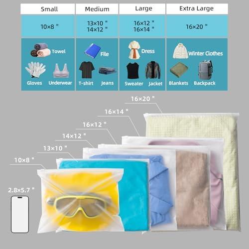 25 Pcs 13x10 Inch Frosted Resealable Clothing Bags - 3 Mil Heavy-Duty Plastic Packaging for Apparel Storage | Travel & Small Business Organizer for Shirts, Delicate Garments-No Vent Holes - Image 3