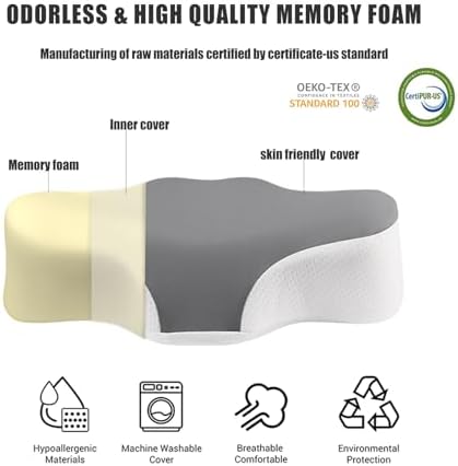 Bespilow Travel Camping Pillow for Sleeping - Memory Foam Cervical Neck Support Pillow for Pain Relief, Compact Compressible Contour Pillows with Cooling Cover & Storage Bag for Backpacking, Road Trip - Image 3