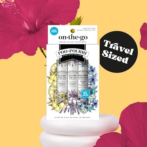Poo-Pourri Before-You-Go Toilet Spray, Travel Essentials, .34 Fl Oz, In A Pinch Variety 3 Pack, Each Up to 20 Uses, On-The-Go Bathroom Odor Deodorizer with Essential Oils, TSA Approved Size, 3 Scents - Image 2