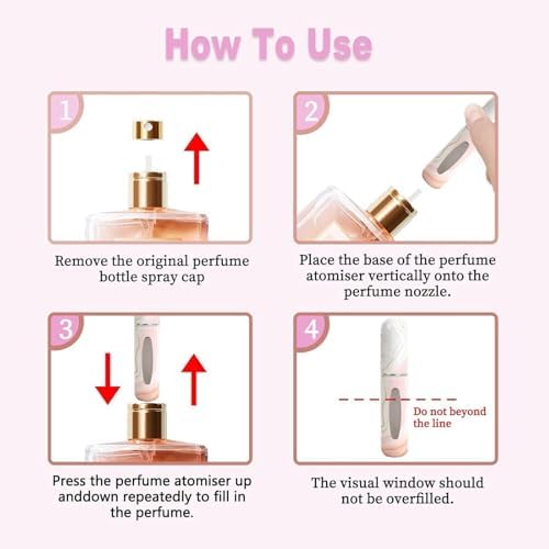 Perfume Travel Refillable Bottle– Portable Mini Sprayer,Empty Perfume Bottles with Unique Patterns,Refill Pump Case for Traveling and Outgoing,2 Pcs Pack of 5 ml(White and Pink) - Image 4