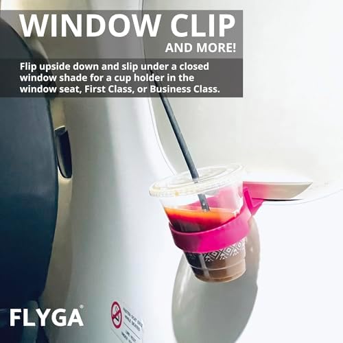 FLYGA Airplane Cup/Phone Holder Travel Accessory (Pink) Must Have Airplane Travel Essential Accessory for Flying Travel Gift Ideas - Image 7