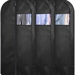 KIMBORA 43" Suit Bags for Closet Storage and Travel, Gusseted Hanging Garment Bags for Men Suit Cover With Handles for Clothes, Coats, Jackets, Shirts（3 Packs）