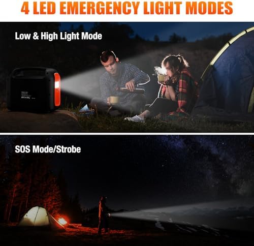 Portable Power Station, 600W (1200W Peak) 299Wh LiFePO4 Solar Generator Pure Sine Wave 110V AC Car Outlets PD 60W QC3.0 Backup Power Supply Bank for Camping, Blackout, CPAP - Image 7
