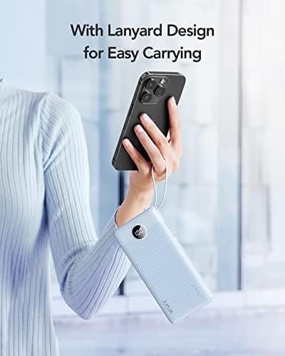 VRURC 10000mAh Power Bank Built-in Cables, Portable Charger with LED Display, Slim Travel Battery Pack with Cords, 5 Output Dual Input Phone Charger for Cell Phone Smart Devcies-Blue(1 Pack) - Image 8