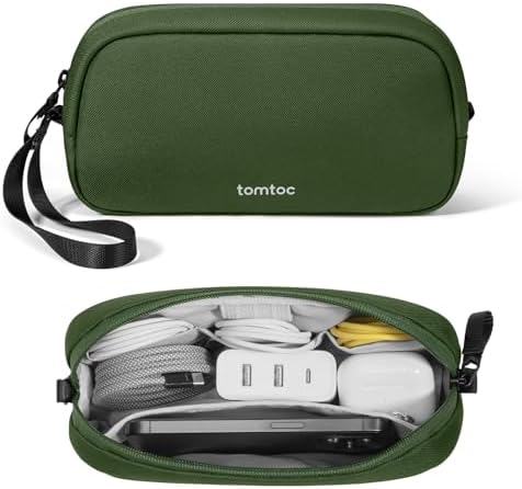 tomtoc Electronics Organizer Travel Case, Water Resistant Travel Bag Cable Organizer for Essentials, Tech Pouch Accessories Carry Storage for Cord, Phone, Cables, Airpods, USB Flash Drive, Daily Items