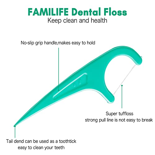 FAMILIFE Floss Picks, 240 Count Mint Dental Floss Cleaner, Tooth Picks Flossers with 4 Travel Handy Cases, Helps to Fight Tooth Decay and Keep Your Teeth Clean, Flossing Sticks for Family - Image 2
