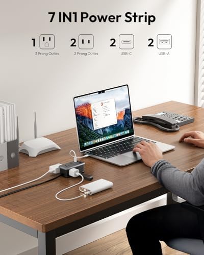 NTONPOWER GAN Ultra 65W USB Fast Charging Station, 7 in 1 Travel Power Strip with 3 Outlets 4 USB (2 USB C), Extension Cord 4ft, Travel Essentials, Cruise Power Strip Compatible with MacBook, iPhone - Image 3