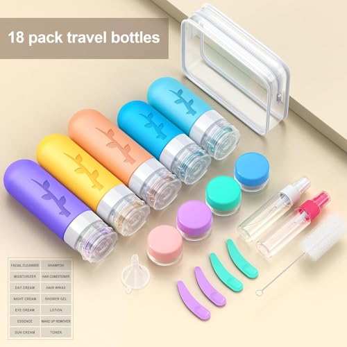 19pack Travel Bottles for Toiletries, TSA Approved Silicone Size Containers for toiletries, Refillable & Leakproof Travel shampoo and conditioner bottles - Image 5