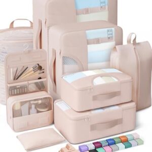 Veken 8 Set Packing Cubes, Cruise Ship Travel Essentials Accessories for Beach Vacation, Personalized Gifts for Women Mom Her, Suitcase Organizer Bags for Luggage with Hanging Toiletry Bag