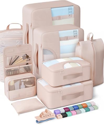 Veken 8 Set Packing Cubes, Cruise Ship Travel Essentials Accessories for Beach Vacation, Personalized Gifts for Women Mom Her, Suitcase Organizer Bags for Luggage with Hanging Toiletry Bag