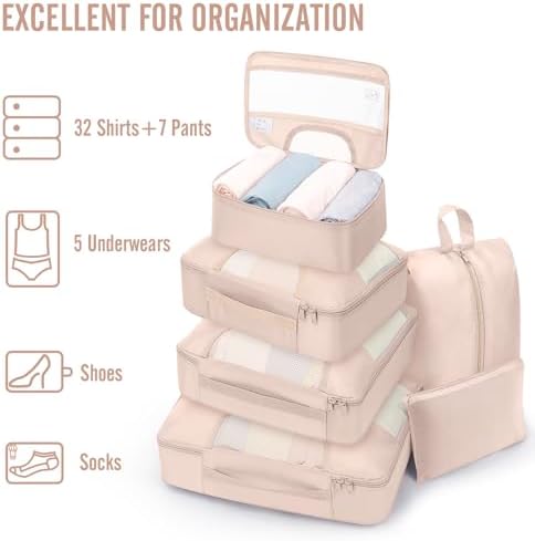 Veken 8 Set Packing Cubes, Cruise Ship Travel Essentials Accessories for Beach Vacation, Personalized Gifts for Women Mom Her, Suitcase Organizer Bags for Luggage with Hanging Toiletry Bag - Image 6