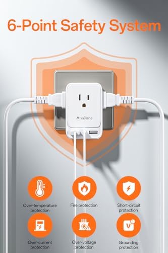 2 Pack European Travel Adapter, US to Europe Plug Adaptor with 4 Outlets 3 USB Charging Ports, Type C Power Adapter for USA to EU Euro Spain France Iceland Italy Germany Greece, White - Image 5