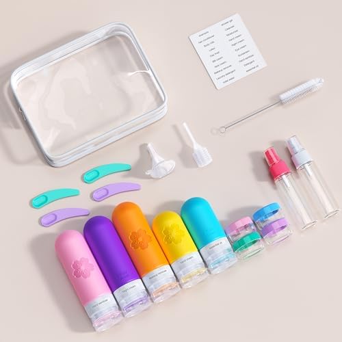 20Pack Travel Bottles for Toiletries, TSA Approved Travel Bottles Silicone Travel Size Containers, Travel Essentials Leak Proof Refillable Liquid, Shampoo and Conditioner Travel Toiletry Bottles - Image 6