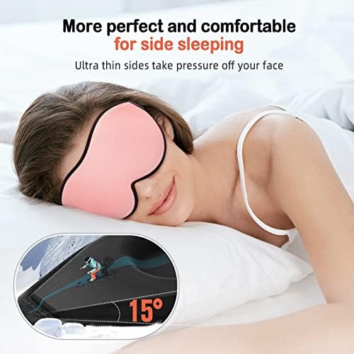 LitBear Sleep Masks for Women, Pink Eye Mask for Sleeping, Comfortable Night Sleeping Mask, Soft Contoured Eye Cover for Sleeping with Elastic Strap for Side Sleeper Men Flying Shift Worker - Image 2