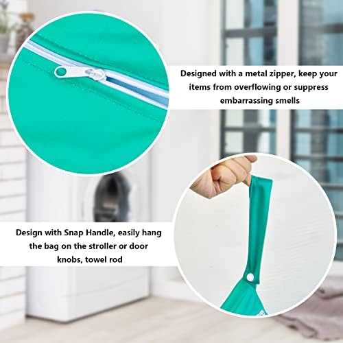 2 Pcs Large Travel Laundry Bags - Waterproof Wet/Dry, Washable, Drawstring, Bathing Suit, Workout, Gym Clothes, Swimming, Yoga - Green, Grey - Image 6