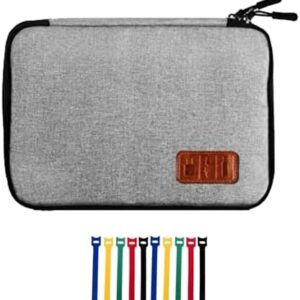 Travel Cable Organizer Bag Double Layer Waterproof Portable Electronic Accessories Organizer for USB Cable Cord Phone Charger Headset Wire SD Card with 10pcs Cable Ties(Grey)