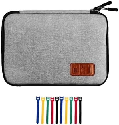 Travel Cable Organizer Bag Double Layer Waterproof Portable Electronic Accessories Organizer for USB Cable Cord Phone Charger Headset Wire SD Card with 10pcs Cable Ties(Grey)