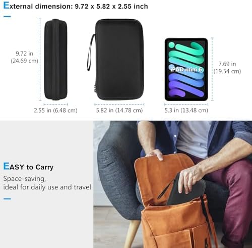 ProCase Large Hard Travel Electronic Organizer Case for MacBook Power Adapter Chargers Cables Tech Organizer Hard Drive USB Flash Disk SD Card Portable Electronics Accessories Bag -Black - Image 2