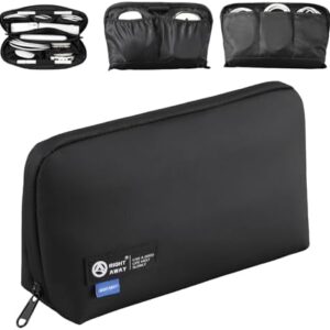 RIGHT AWAY Travel Tech Pouch，Waterproof Cord Case，Electronics Organizer Travel Case，Cable Organizer Storage Bag For Phone, Charger, Accessories(BLACK)