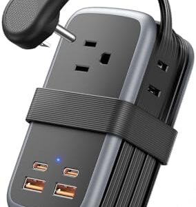 NTONPOWER GAN Ultra 65W USB Fast Charging Station, 7 in 1 Travel Power Strip with 3 Outlets 4 USB (2 USB C), Extension Cord 4ft, Travel Essentials, Cruise Power Strip Compatible with MacBook, iPhone