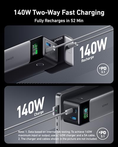 Anker 737 Power Bank, 140W Max 3-Port Laptop Portable Charger, 24,000mAh, Smart Display, Compatible with iPhone 16 / 15 / 14 Series, Vision Pro, Samsung, MacBook, and More - Image 3