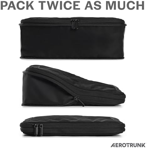 Aerotrunk Compression Packing Cubes for Travel - Luggage Organizer Bags - Double Zipper Packing Cubes for Suitcases (6-Pack, Black) - Image 2