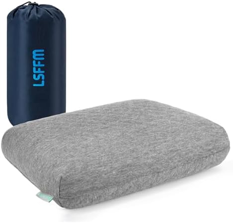 Travel & Camping Memory Foam Pillow, Travel Essentials, Hammock Pillows with Double-Layered Pillow Cover, Easy to Clean, Compact Travel Pillows for Sleeping (Grey)