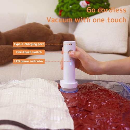 12 Pack Vacuum Bags for Travel with Rechargeable Air Pump, Carry-On Compression Bags for Luggage and Suitcase, Space Saver Storage for Clothing and Travel Organization - Image 3