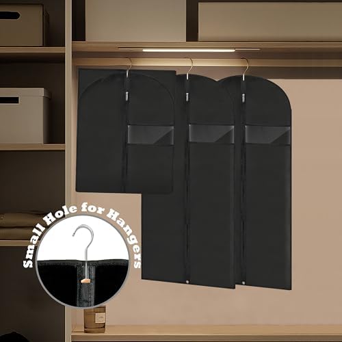 Garment Bags for Hanging Clothes, 45'' Suit Bag Cover for Storage and Travel, Dress Bags for Gowns Long (Black) - Image 5
